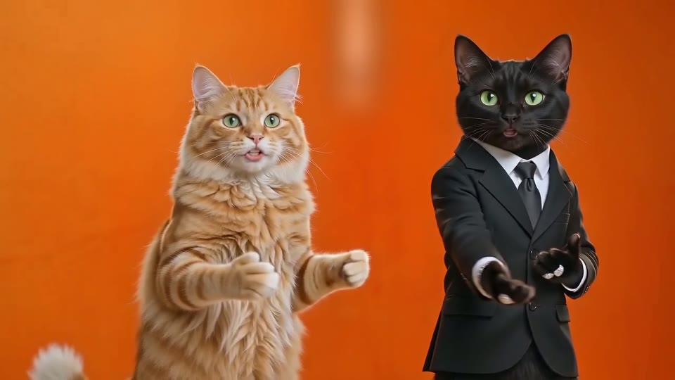Hotel Lobby AI trend: two cats in the orange booth